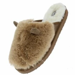 WESTWOOD Josie01 Mocha Faux Fur Slide On Slipper Flat