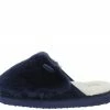 WESTWOOD Shoes Josie01 Navy Faux Fur Slide On Slipper Flat