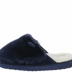 WESTWOOD Shoes Josie01 Navy Faux Fur Slide On Slipper Flat