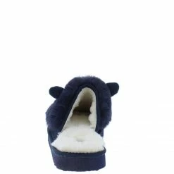 WESTWOOD Shoes Josie01 Navy Faux Fur Slide On Slipper Flat