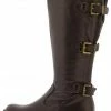 Liliana Hannah110 Brown Adjustable Buckle Tall Riding Boot