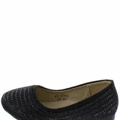 SUP Little Princess Kd07ks Black Girls Beaded Slide On Rubber Sole Flat