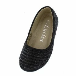 SUP Little Princess Kd07ks Black Girls Beaded Slide On Rubber Sole Flat