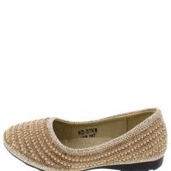 SUP Little Princess Kd07ks Gold Girls Beaded Slide On Rubber Sole Flat