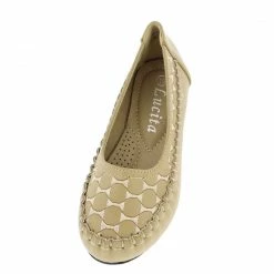 SUP Kd110km Beige Circle Stitch Ballet Kids Flat