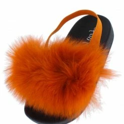 Liliana Little Princess Kathy133 Orange Feather Open Toe Slingback Kids Sandal