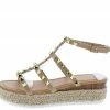 Legend What's New Klara52 Natural Pu Studded Open Toe Gladiator Espadrille Sandal