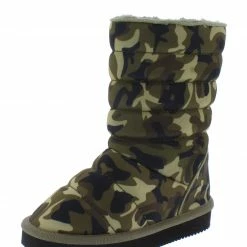 Liliana Donna233 Camouflage Quilted Pull On Flat Kids Boot Little Princess