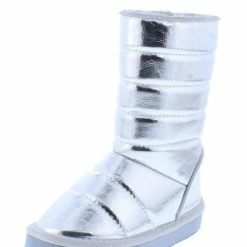 Liliana Donna233 Silver Quilted Pull On Flat Kids Boot Little Princess