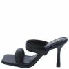OIL J Kasey Black Pu Square Open Toe Adjustable Strap Slide Heel Shoes