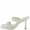 OIL J Kasey Ivory Pu Square Open Toe Adjustable Strap Slide Heel
