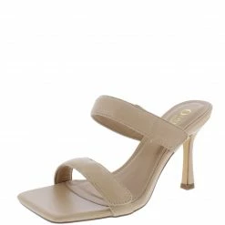 OIL J What's New Kasey Nude Pu Square Open Toe Adjustable Strap Slide Heel