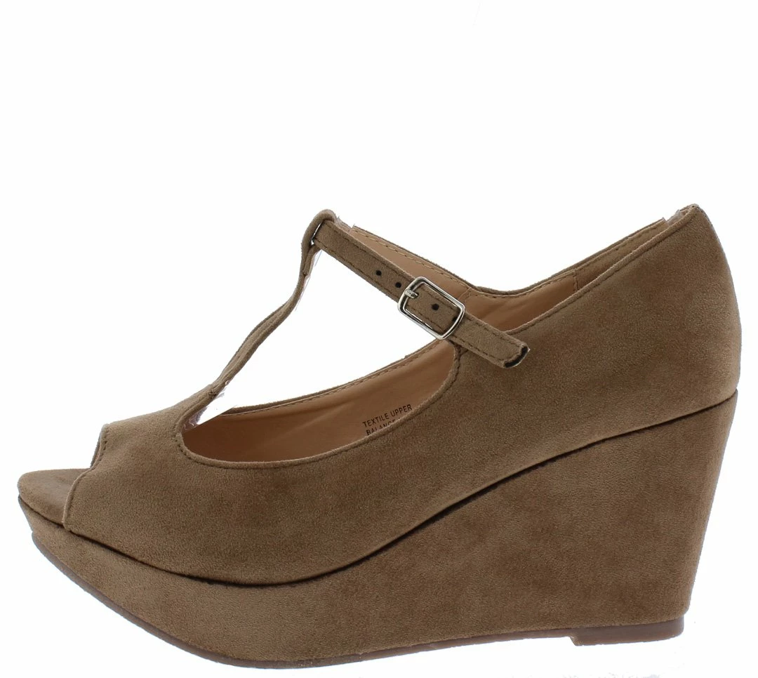 In Touch Samm196 Taupe Peep Toe T Strap Platform Wedge Shoes 3 In Touch Samm196 Taupe Peep Toe T Strap Platform Wedge Shoes