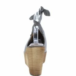 WESTWOOD Shoes Kite04 Grey Peep Toe Ankle Tie Platform Wood Wedge