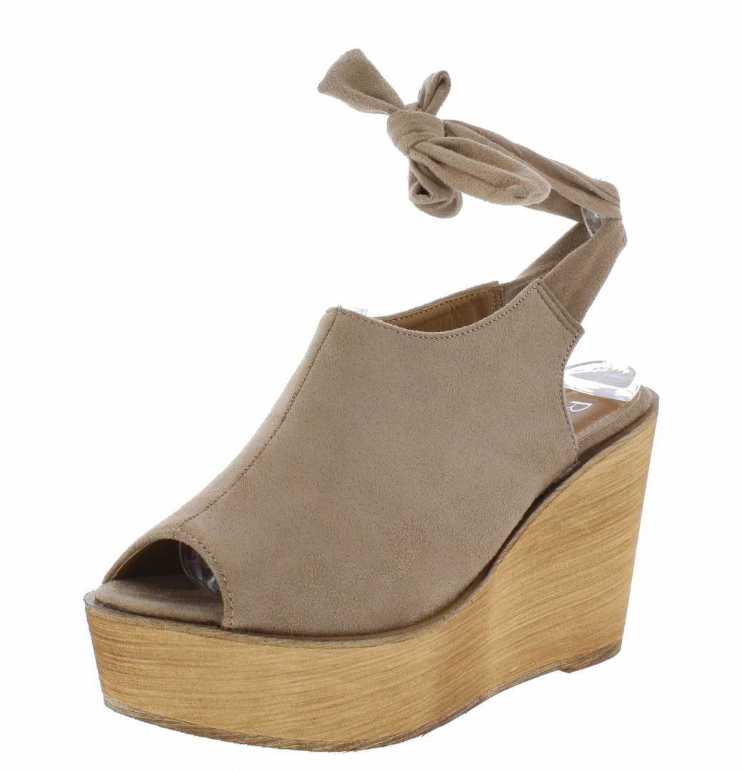 WESTWOOD Kite04 Taupe Peep Toe Ankle Tie Platform Wood Wedge What's New 4 WESTWOOD Kite04 Taupe Peep Toe Ankle Tie Platform Wood Wedge What's New