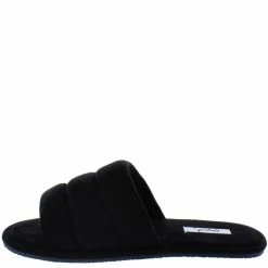 QUPID Shoes Kylo07a Black Quilted Open Toe Flat Slide Sandal