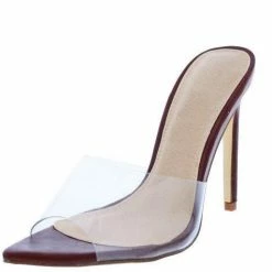 Liliana Evangelina281 Brown Lucite Mule Stiletto Heel