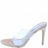 MACHI Leezie Blush Lucite Open Toe Thong Embellished Stiletto Heel What's New
