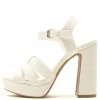 QUPID LIghting32 White Crocodile Women's Heel Shoes