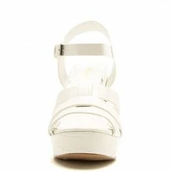 QUPID LIghting32 White Crocodile Women's Heel Shoes