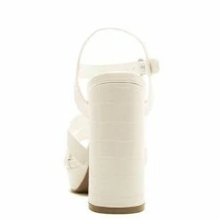 QUPID LIghting32 White Crocodile Women's Heel Shoes