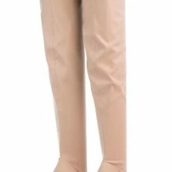 CAPE ROBBIN Boots Lola15 Nude Clear Peep Toe Thigh High Fitted Boot