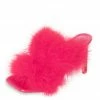 Liliana Ula011 Hot Pink Furry Dual Strap Mule Stiletto Heel