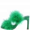 Liliana Ula011 Green Furry Dual Strap Mule Stiletto Heel
