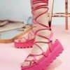 Mata What's New Lace Me Up Hot Pink Women's Wedge