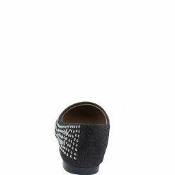 Forever Link Lancey23k Black Metallic Floral Rhinestone Kids Flat Flats