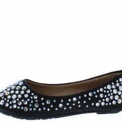 Forever Link Larisa39k Black Round Toe Rhinestone Kids Ballet Flat Little Princess