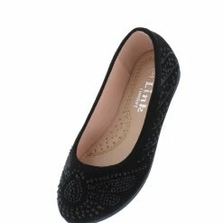Forever Link Little Princess Larissa86k Black Sparkle Pattern Kids Ballet Flat