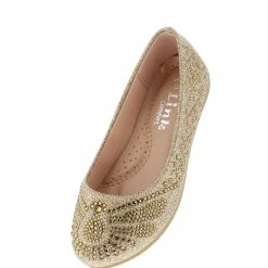 Forever Link Larissa86k Champagne Sparkle Pattern Kids Ballet Flat Little Princess