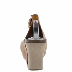 Mata Shoes Laura2 Tan Slingback Open Toe Covered Platform Wedge