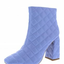 CAPE ROBBIN Likme Periwinkle Quilted Block Heel Ankle Boot