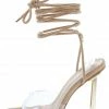 Pink Kiss Lilian Nude Lucite Open Toe Ankle Wrap Heel What's New