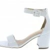 Elegant What's New Lilita89 White Open Toe Ankle Buckle Strap Chunky Heel