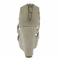 TOP GUY Lindy3 Beige Cut Out Open Toe Platform Wedge Shoes