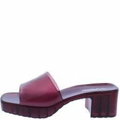 Forever Link What's New List18 Burgundy Square Open Toe Low Platform Slide Heel