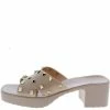 Forever Link What's New List95 Nude Studded Cross Strap Open Toe Chunky Mule Heel