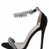 Elegant Lizbet1 Black Rhinestone Open Toe Ankle Strap Stiletto Heel