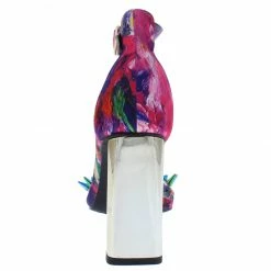 Elegant What's New Lovelyn1 Fuchsia Spike Stud Open Toe Metallic Block Heel