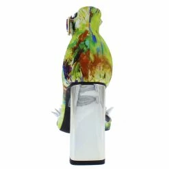 Elegant What's New Lovelyn1 Yellow Multi Spike Stud Open Toe Metallic Block Heel