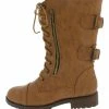 TWIN TIGER Lug12n Tan Lace Up Buckle Rugged Moto Boot