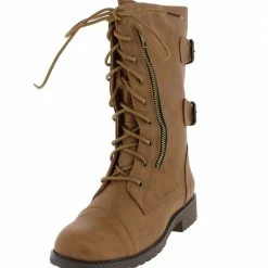 TWIN TIGER Lug12n Tan Lace Up Buckle Rugged Moto Boot