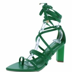 Shoe Republica Luisina Green Pointed Open Toe Strappy Ankle Wrap Heel