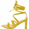 Shoe Republica Luisina Yellow Pointed Open Toe Strappy Ankle Wrap Heel What's New