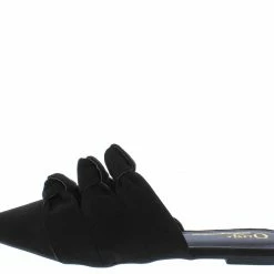 OIL J Luke Black Suede Tri Knotted Pointed Toe Mule Slide Flat