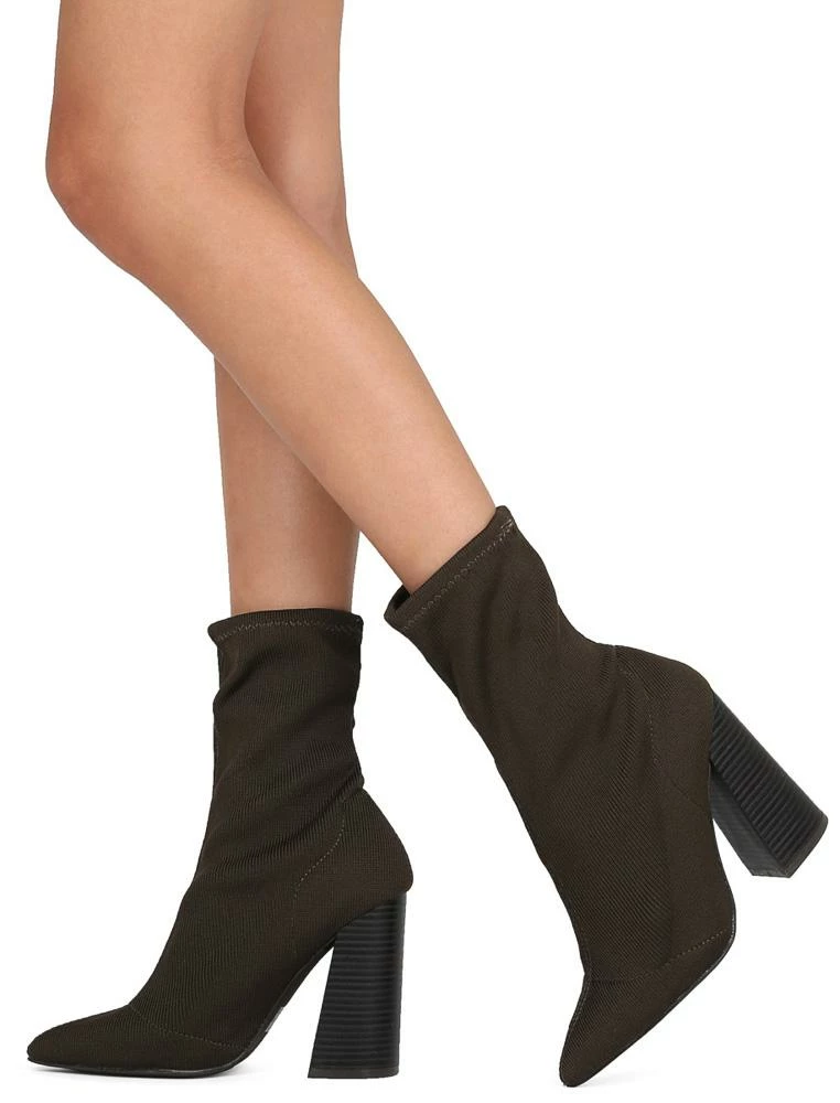 Legend Lust01 Olive Stretch Pointed Toe Slanted Heel Boot 3 Legend Lust01 Olive Stretch Pointed Toe Slanted Heel Boot