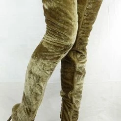 ATHENA Boots M335 Mocha Velvet Scroll Thigh High Pointed Toe Boot